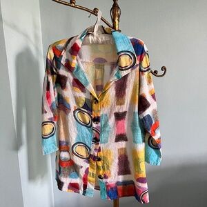 Paesley Sage Shirt/Jacket, Sz Large, Multicolor